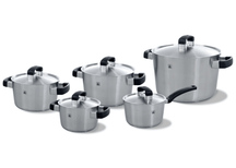 BK Topfset Conical Cool 5-teilig - Edelstahl - Kochtöpfe ø 16, 18, 20, 24 cm & Stieltopf ø 16 cm