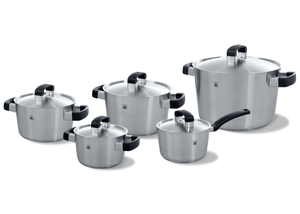 BK Topfset Conical Cool 5-teilig - Edelstahl - Kochtöpfe ø 16, 18, 20, 24 cm & Stieltopf ø 16 cm