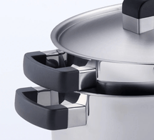 BK Topfset Conical Cool 5-teilig - Edelstahl - Kochtöpfe ø 16, 18, 20, 24 cm & Stieltopf ø 16 cm