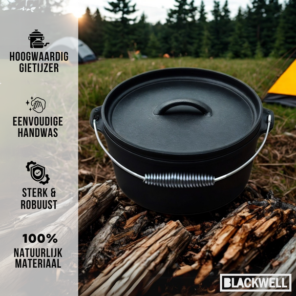 Blackwell Bräter Gusseisen / Dutch oven mit Deckel - ø 25 cm / 4 Liter - ohne Antihaftbeschichtung