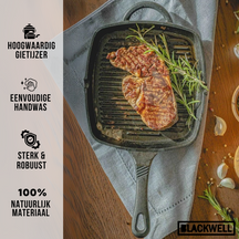 Blackwell Grillpfanne aus Gusseisen / Skillet 23 x 23 cm – ohne Antihaftbeschichtung – geeignet für alle Herdarten