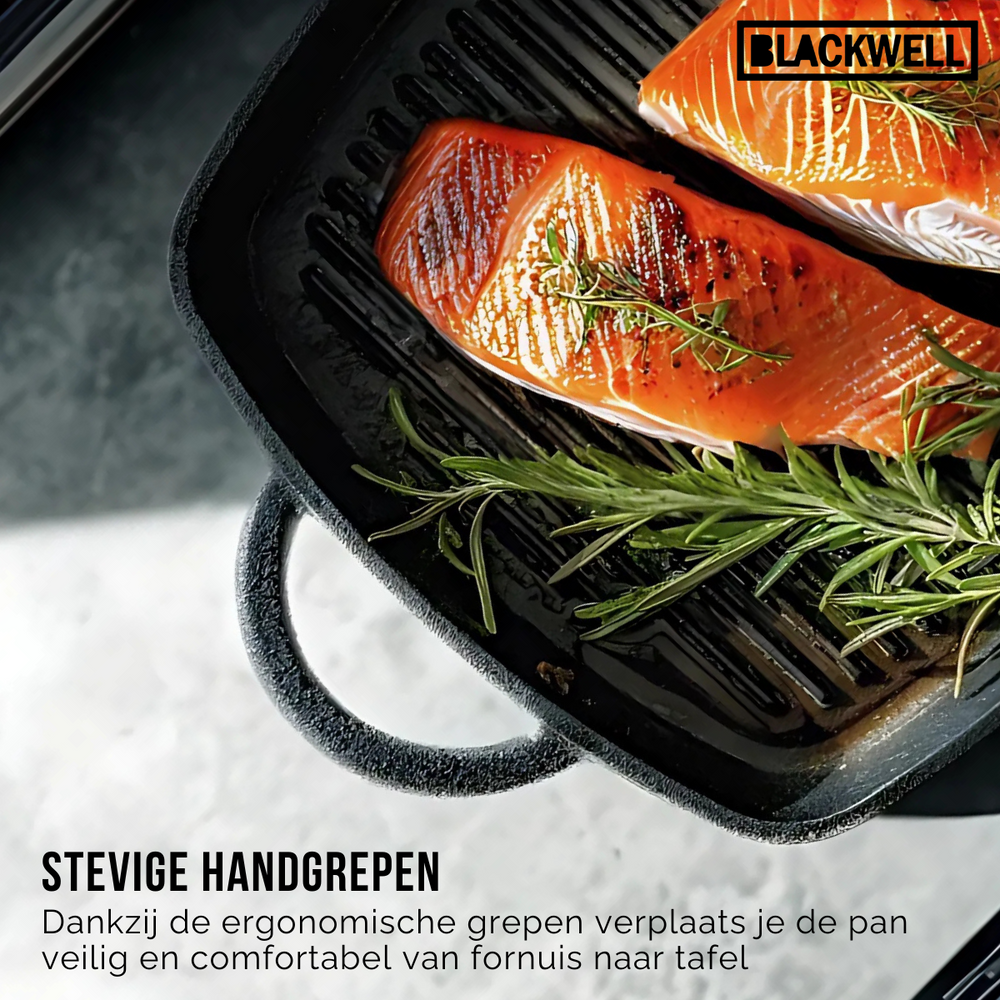 Blackwell Pfannenset aus Gusseisen – Grillpfanne 23 x 23 cm, Bratpfanne Ø 25 cm & Wok Ø 32 cm – 3-teilig – geeignet für alle Herdarten