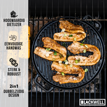 Blackwell Pfannenset aus Gusseisen – Bratpfannen 16, 20 & 25 cm & Grillplatte Ø 30 cm – 4-teilig – geeignet für alle Herdarten