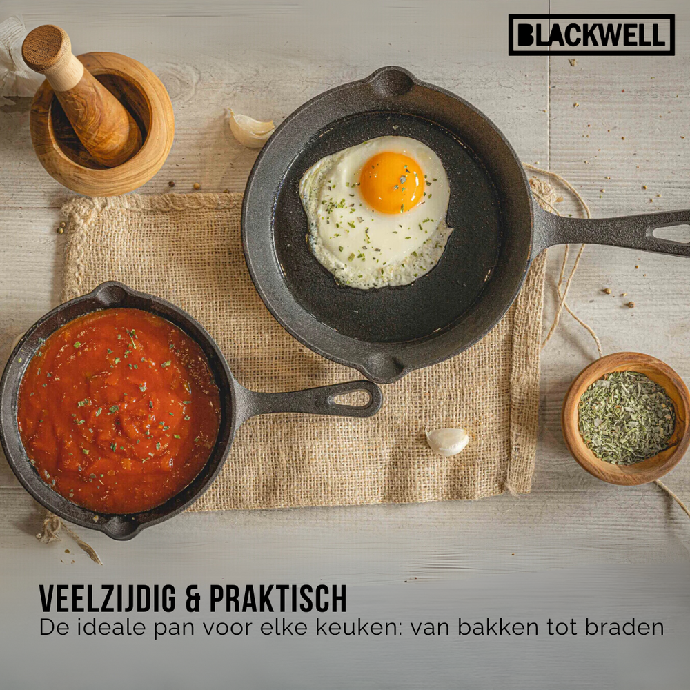 Blackwell Bratpfanne Gusseisen / Skillet Ø 16 cm – geeignet für alle Wärmequellen – ohne Antihaftbeschichtung