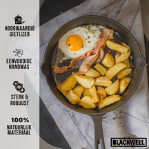 Blackwell Dutch Oven BBQ Set Gusseisen - Bräter + Lifter, Bratpfanne ø 20 cm & Steelpan 18 cm - 4-teilig