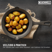 Blackwell Dutch Oven BBQ Set Gusseisen - Bräter + Lifter, Bratpfanne ø 20 cm & Steelpan 18 cm - 4-teilig