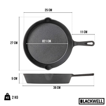 Blackwell Dutch Oven BBQ Set Gusseisen - Bräter + Lifter, Bratpfanne ø 20 cm & Steelpan 18 cm - 4-teilig