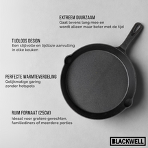 Blackwell Bratpfanne Gusseisen / Skillet Ø 25 cm – geeignet für alle Wärmequellen – ohne Antihaftbeschichtung