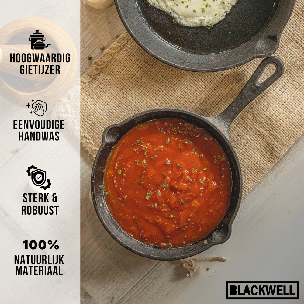 Blackwell Bratpfanne Gusseisen / Skillet Ø 16 cm – geeignet für alle Wärmequellen – ohne Antihaftbeschichtung