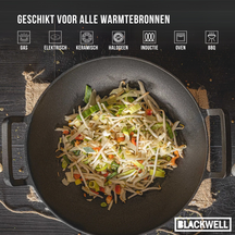 Blackwell Pfannenset aus Gusseisen – Grillpfanne 23 x 23 cm, Bratpfanne Ø 25 cm & Wok Ø 32 cm – 3-teilig – geeignet für alle Herdarten