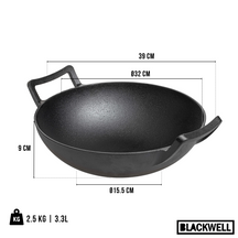Blackwell Wokpfanne Gusseisen Ø 32 cm / 3.3 Liter – ohne Antihaftbeschichtung – geeignet für alle Wärmequellen