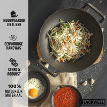 Blackwell Pfannenset aus Gusseisen – Grillpfanne 23 x 23 cm, Bratpfanne Ø 25 cm & Wok Ø 32 cm – 3-teilig – geeignet für alle Herdarten