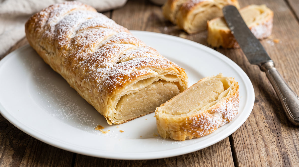 Das klassische niederländische Festgebäck, selbstgemacht mit Blätterteig und hausgemachter Mandelpaste