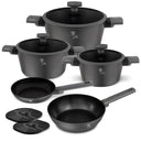 Berlinger Haus Topfset Matt Anthrazit 7-teilig - Kochtöpfe ø 20, 24, 28 cm, Bratpfannen ø 20 & 24 cm - geeignet für alle Wärmequellen