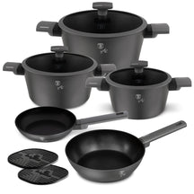 BerlingerHaus Topfset Matt Anthrazit 7-teilig - Kochtöpfe ø 20, 24, 28 cm, Bratpfannen ø 20 & 24 cm - geeignet für alle Wärmequellen