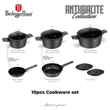 BerlingerHaus Topfset Matt Anthrazit 7-teilig - Kochtöpfe ø 20, 24, 28 cm, Bratpfannen ø 20 & 24 cm - geeignet für alle Wärmequellen