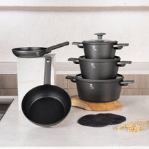 BerlingerHaus Topfset Matt Anthrazit 7-teilig - Kochtöpfe ø 20, 24, 28 cm, Bratpfannen ø 20 & 24 cm - geeignet für alle Wärmequellen