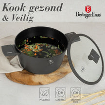 BerlingerHaus Topfset Matt Anthrazit 7-teilig - Kochtöpfe ø 20, 24, 28 cm, Bratpfannen ø 20 & 24 cm - geeignet für alle Wärmequellen