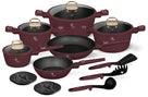 BerlingerHaus Topfset Matt Bordeaux 11-teilig - Kochtopf ø 20, 24, 28 cm, Bratpfanne ø 24, 28 cm & Stielkasserolle ø 16 cm - geeignet für alle Wärmequellen