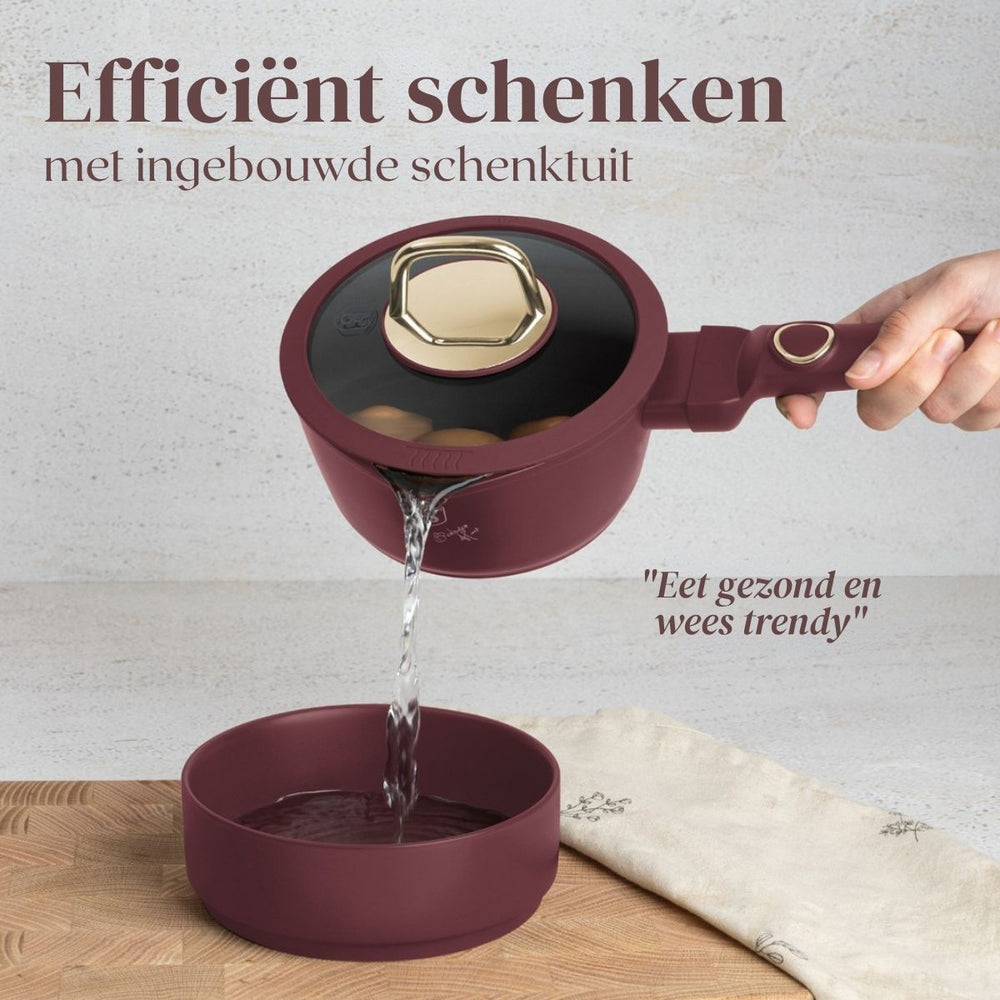 BerlingerHaus Topfset Matt Bordeaux 11-teilig - Kochtopf ø 20, 24, 28 cm, Bratpfanne ø 24, 28 cm & Stielkasserolle ø 16 cm - geeignet für alle Wärmequellen
