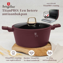 BerlingerHaus Topfset Matt Bordeaux 11-teilig - Kochtopf ø 20, 24, 28 cm, Bratpfanne ø 24, 28 cm & Stielkasserolle ø 16 cm - geeignet für alle Wärmequellen