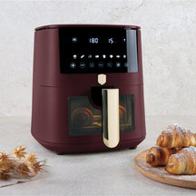 BerlingerHaus Heißluftfritteuse XL Matt Bordeaux - mit Sichtfenster - 5 Liter - 1400W