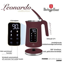 BerlingerHaus Wasserkocher Digital Matt Bordeaux - Temperatureinstellung - 1,7 Liter - 2200W
