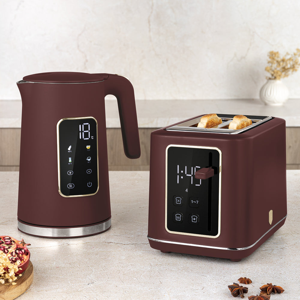 BerlingerHaus Wasserkocher Digital Matt Bordeaux - Temperatureinstellung - 1,7 Liter - 2200W
