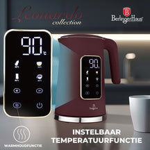 BerlingerHaus Wasserkocher Digital Matt Bordeaux - Temperatureinstellung - 1,7 Liter - 2200W