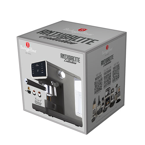 BerlingerHaus Espressomaschine / Siebträgermaschine Digital Matt Anthrazit - 3-in-1 - 20 Bar - 1,0 Liter