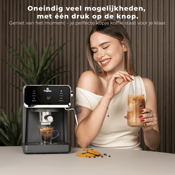 BerlingerHaus Espressomaschine / Siebträgermaschine Digital Matt Anthrazit - 3-in-1 - 20 Bar - 1,0 Liter