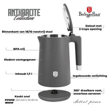 BerlingerHaus Wasserkocher Doppelwandig Matt Anthrazit - 1,7 Liter - 1800W