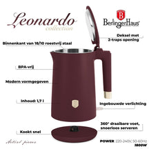 BerlingerHaus Wasserkocher Doppelwandig Matt Bordeaux - 1,7 Liter - 1800W