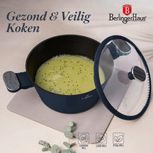 BerlingerHaus Topfset Matt Blau 11-teilig - Kochtopf ø 20, 24, 28 cm, Bratpfanne ø 24, 28 cm & Stielkasserolle ø 16 cm - Geeignet für alle Wärmequellen