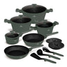 BerlingerHaus Topfset Matt Grün 11-Teilig - Kochtopf ø 20, 24, 28 cm, Bratpfanne ø 24, 28 cm & Stielkasserolle ø 16 cm - Geeignet für alle Wärmequellen
