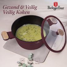 BerlingerHaus Topfset Nordic Matt Bordeaux 7-teilig - Kochtopf ø 20, 24, 28 cm, Bratpfanne ø 20 & 24 cm - Geeignet für alle Wärmequellen