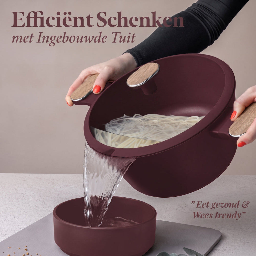 BerlingerHaus Topfset Nordic Matt Bordeaux 7-teilig - Kochtopf ø 20, 24, 28 cm, Bratpfanne ø 20 & 24 cm - Geeignet für alle Wärmequellen