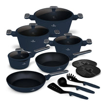 BerlingerHaus Topfset Matt Blau 11-teilig - Kochtopf ø 20, 24, 28 cm, Bratpfanne ø 24, 28 cm & Stielkasserolle ø 16 cm - Geeignet für alle Wärmequellen