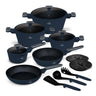 BerlingerHaus Topfset Matt Blau 11-teilig - Kochtopf ø 20, 24, 28 cm, Bratpfanne ø 24, 28 cm & Stielkasserolle ø 16 cm - Geeignet für alle Wärmequellen