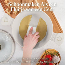BerlingerHaus Topfset Matt Creme 11-Teilig - Kochtöpfe ø 20, 24, 28 cm, Bratpfannen ø 24, 28 cm & Stielkasserolle ø 16 cm - Geeignet für alle Wärmequellen