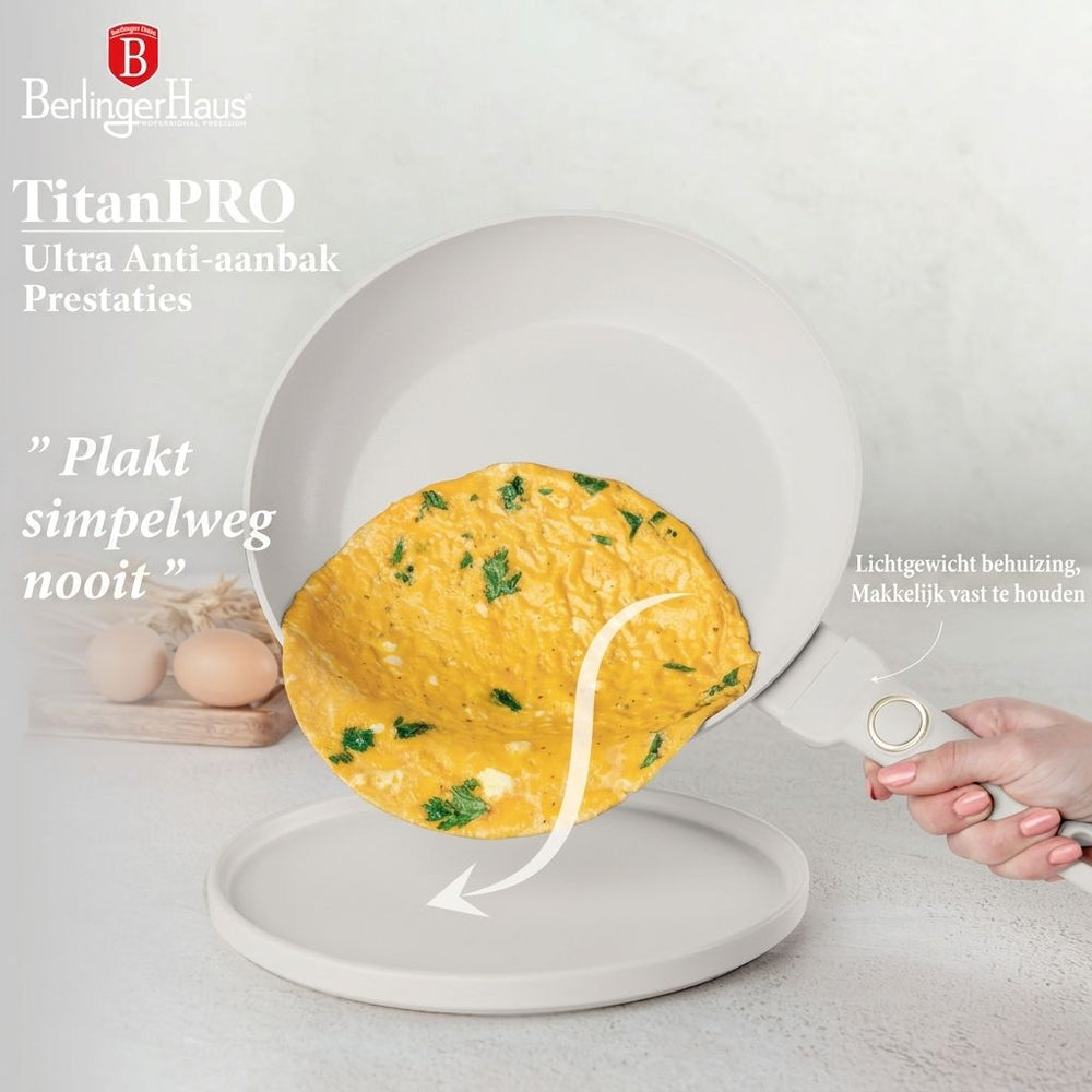 BerlingerHaus Topfset Matt Creme 11-Teilig - Kochtöpfe ø 20, 24, 28 cm, Bratpfannen ø 24, 28 cm & Stielkasserolle ø 16 cm - Geeignet für alle Wärmequellen