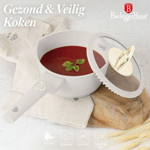 BerlingerHaus Topfset Matt Creme 11-Teilig - Kochtöpfe ø 20, 24, 28 cm, Bratpfannen ø 24, 28 cm & Stielkasserolle ø 16 cm - Geeignet für alle Wärmequellen