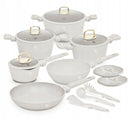 BerlingerHaus Topfset Matt Creme 11-Teilig - Kochtöpfe ø 20, 24, 28 cm, Bratpfannen ø 24, 28 cm & Stielkasserolle ø 16 cm - Geeignet für alle Wärmequellen