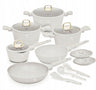 BerlingerHaus Topfset Matt Creme 11-Teilig - Kochtöpfe ø 20, 24, 28 cm, Bratpfannen ø 24, 28 cm & Stielkasserolle ø 16 cm - Geeignet für alle Wärmequellen