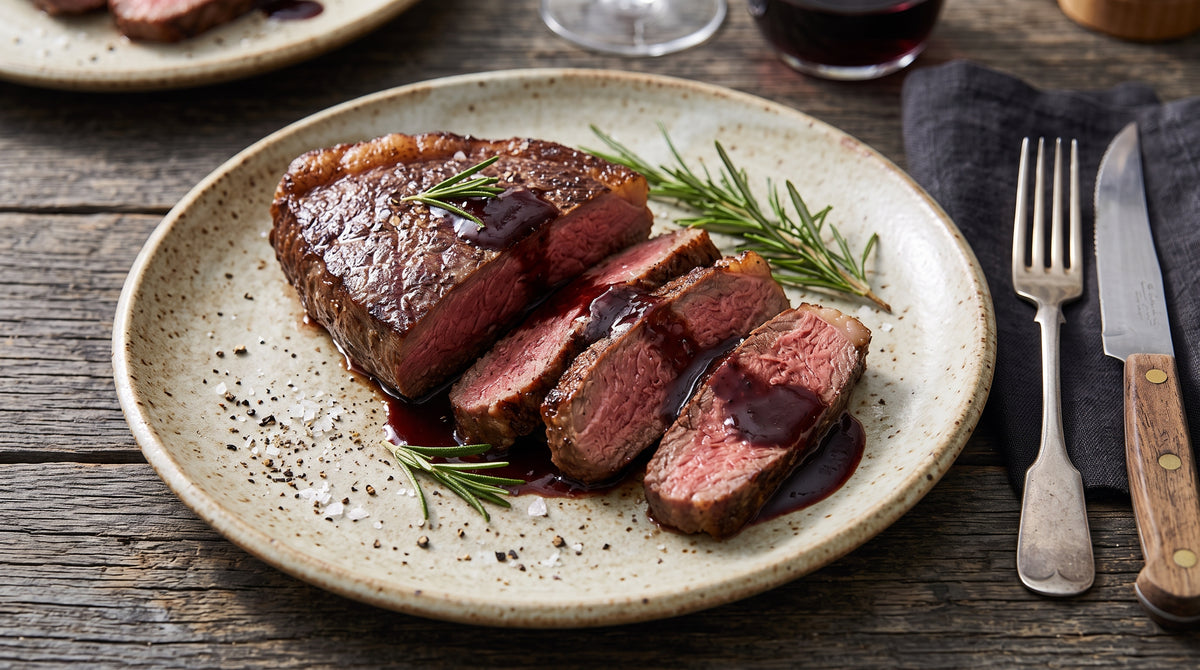Ein klassisches Stück Fleisch mit einer kräftigen Sauce, in Windeseile fertig.