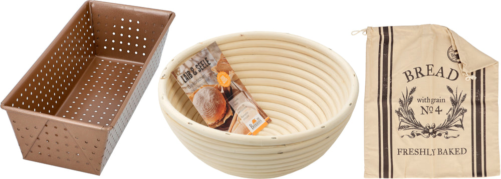 Birkmann Brotbackset / Brotbackform - Gärkorb - Brotbeutel - Laib & Seele 3-teilig