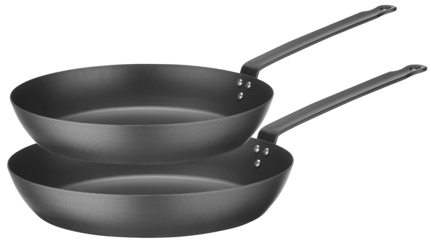 Blackwell Bratpfannenset Carbonstahl Ø 24 und 28 cm – geeignet für alle Wärmequellen – ohne Antihaftbeschichtung