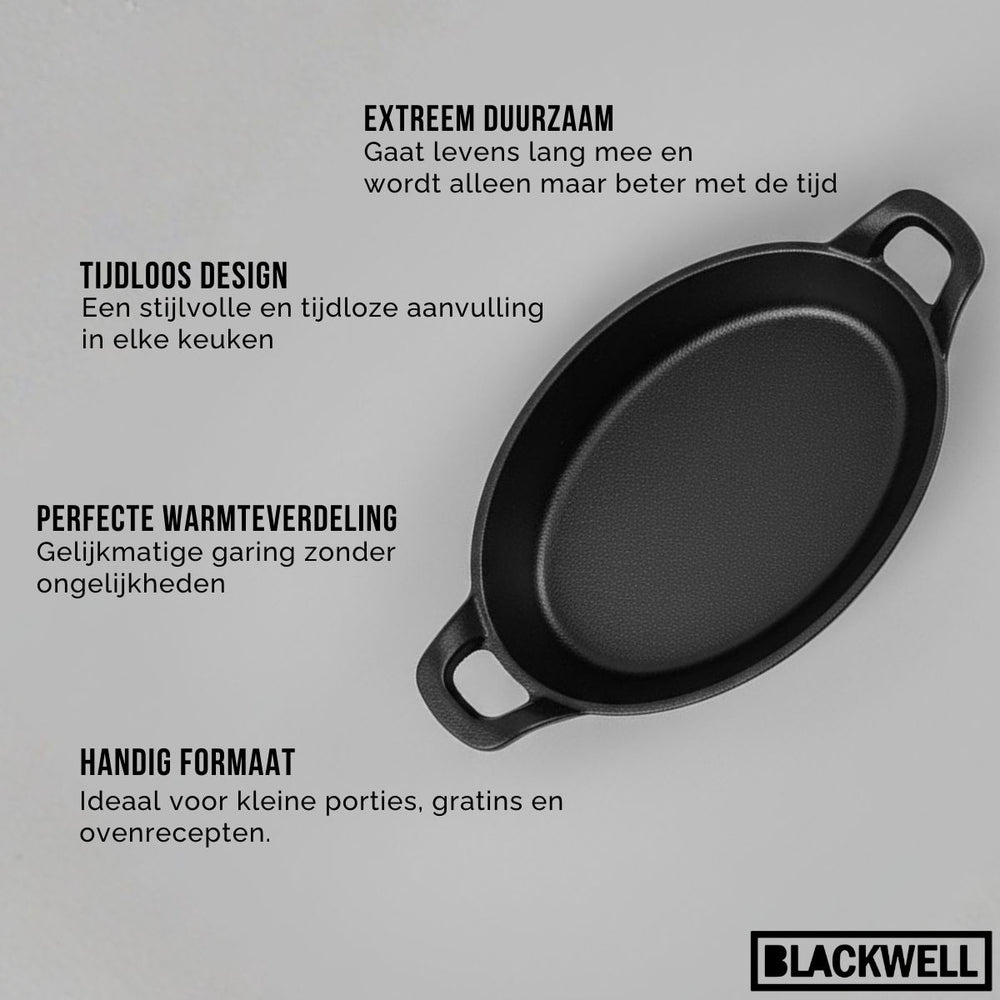 Blackwell Bräter Gusseisen Oval 21 x 15 x 4 cm - ohne Antihaftbeschichtung