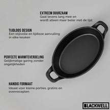 Blackwell Bräter Gusseisen Oval 21 x 15 x 4 cm - ohne Antihaftbeschichtung