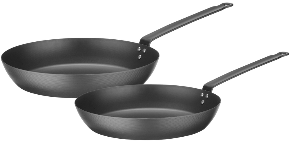 Blackwell Bratpfannenset Carbonstahl Ø 24 und 28 cm – geeignet für alle Wärmequellen – ohne Antihaftbeschichtung